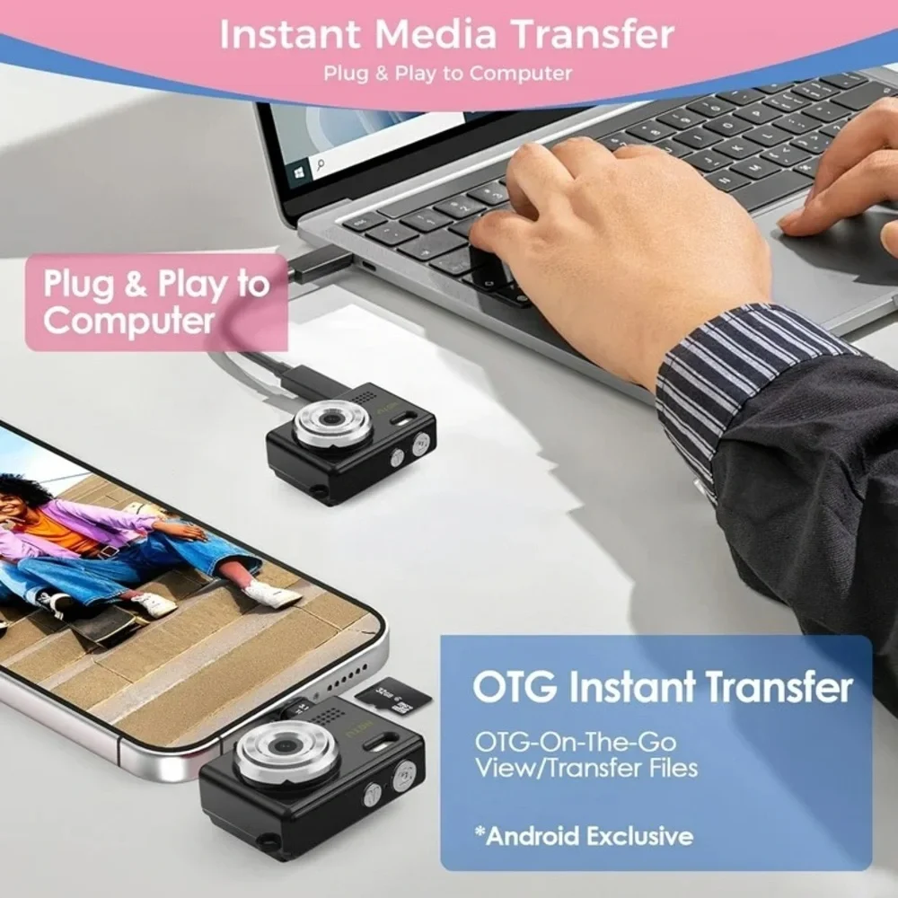 Compact Black Digital Camera Keychain